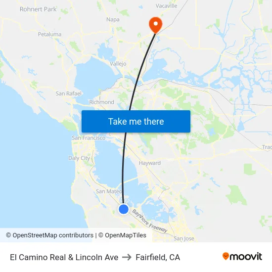 El Camino Real & Lincoln Ave to Fairfield, CA map