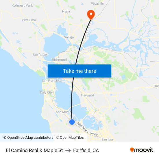 El Camino Real & Maple St to Fairfield, CA map