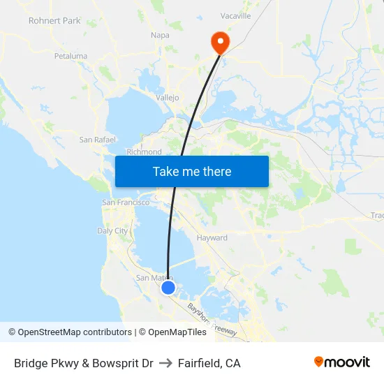 Bridge Pkwy & Bowsprit Dr to Fairfield, CA map