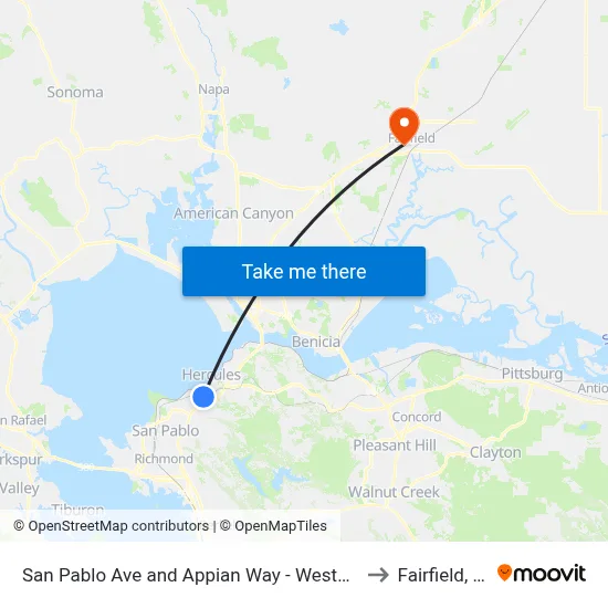 San Pablo Ave and Appian Way - Westbound to Fairfield, CA map