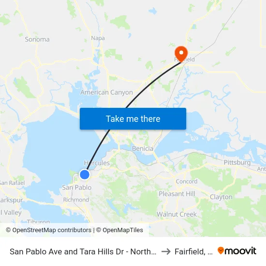 San Pablo Ave and Tara Hills Dr - Northbound to Fairfield, CA map