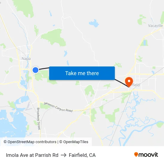 Imola Ave at Parrish Rd to Fairfield, CA map