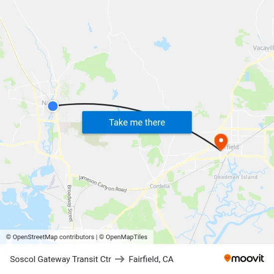 Soscol Gateway Transit Ctr to Fairfield, CA map