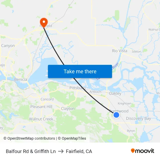 Balfour Rd & Griffith Ln to Fairfield, CA map