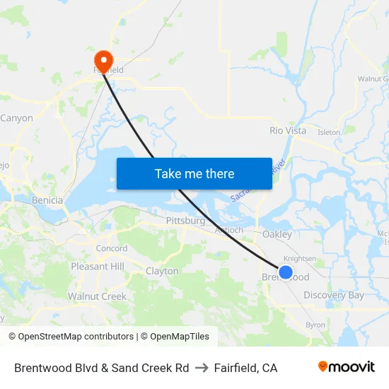 Brentwood Blvd & Sand Creek Rd to Fairfield, CA map