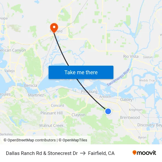 Dallas Ranch Rd & Stonecrest Dr to Fairfield, CA map