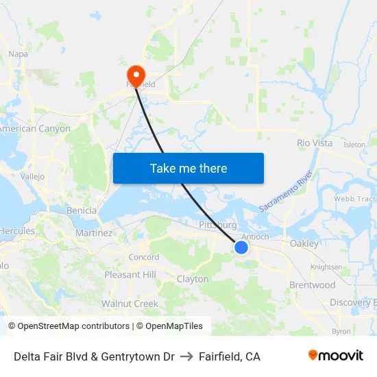 Delta Fair Blvd & Gentrytown Dr to Fairfield, CA map