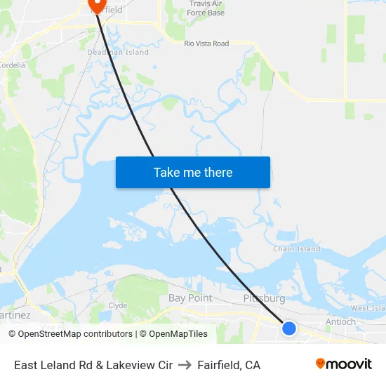 East Leland Rd & Lakeview Cir to Fairfield, CA map