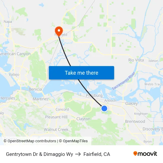 Gentrytown Dr & Dimaggio Wy to Fairfield, CA map
