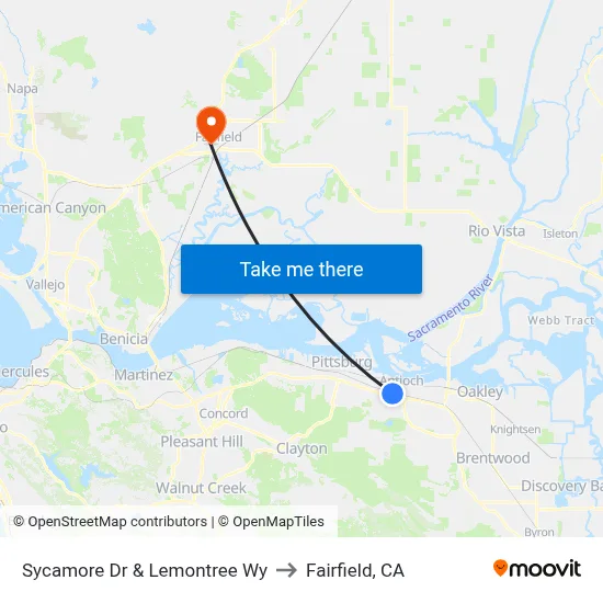 Sycamore Dr & Lemontree Wy to Fairfield, CA map