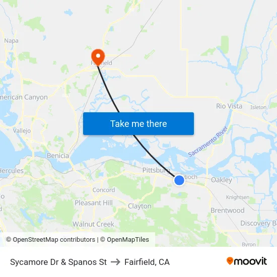 Sycamore Dr & Spanos St to Fairfield, CA map