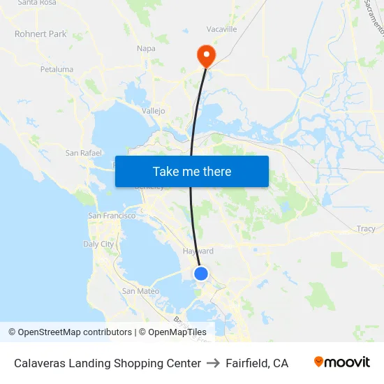 Calaveras Landing Shopping Center to Fairfield, CA map