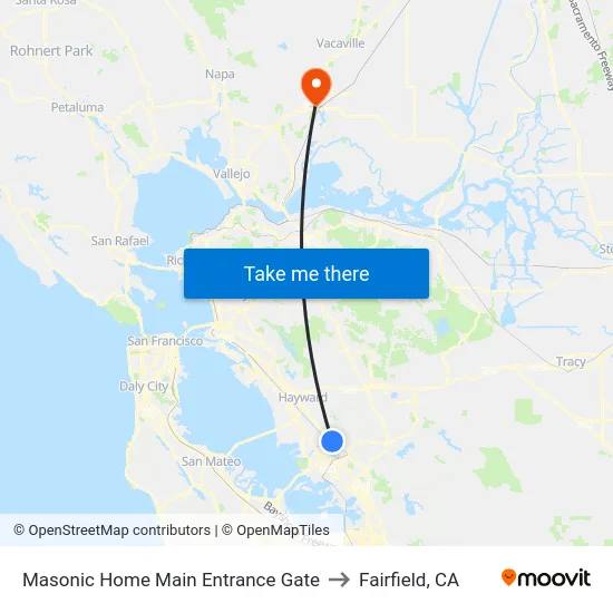 Masonic Home Main Entrance Gate to Fairfield, CA map