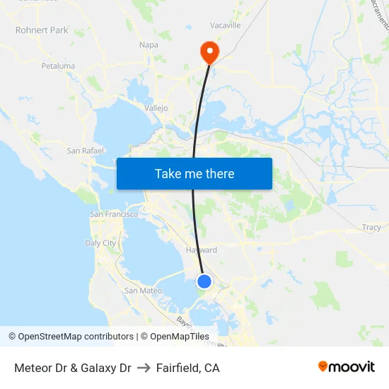 Meteor Dr & Galaxy Dr to Fairfield, CA map