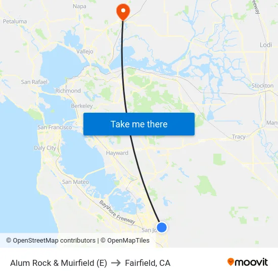 Alum Rock & Muirfield (E) to Fairfield, CA map