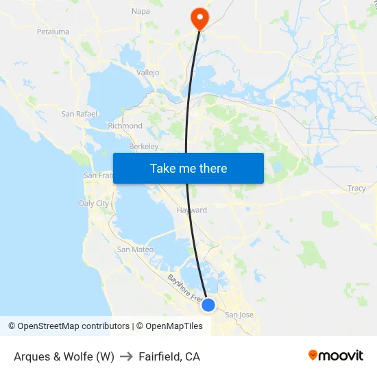 Arques & Wolfe (W) to Fairfield, CA map