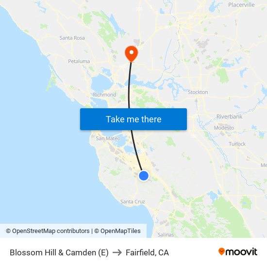 Blossom Hill & Camden (E) to Fairfield, CA map