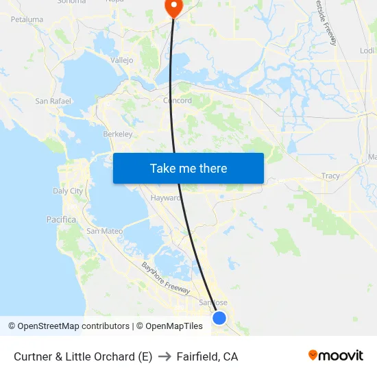 Curtner & Little Orchard (E) to Fairfield, CA map