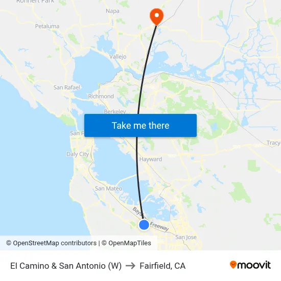 El Camino & San Antonio (W) to Fairfield, CA map