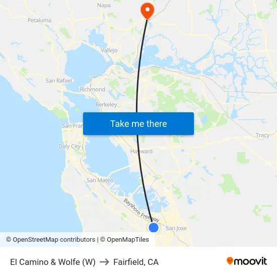 El Camino & Wolfe (W) to Fairfield, CA map