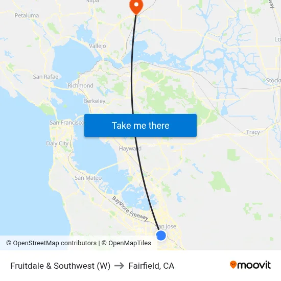 Fruitdale & Southwest (W) to Fairfield, CA map