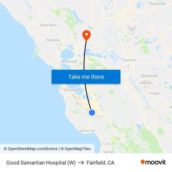 Good Samaritan Hospital (W) to Fairfield, CA map