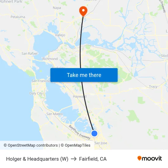 Holger & Headquarters (W) to Fairfield, CA map