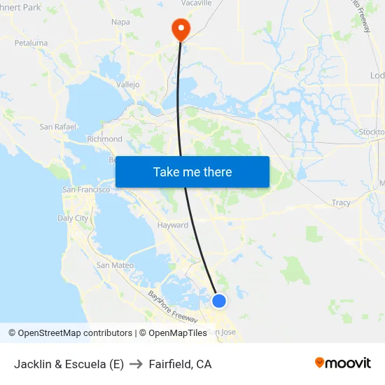 Jacklin & Escuela (E) to Fairfield, CA map