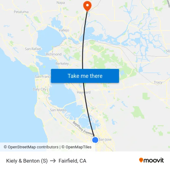 Kiely & Benton (S) to Fairfield, CA map