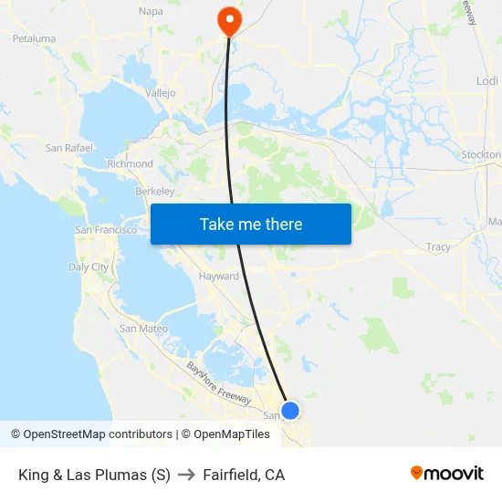 King & Las Plumas (S) to Fairfield, CA map