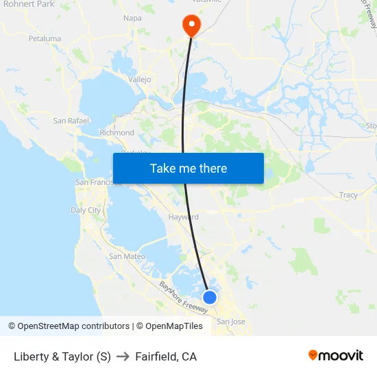 Liberty & Taylor (S) to Fairfield, CA map