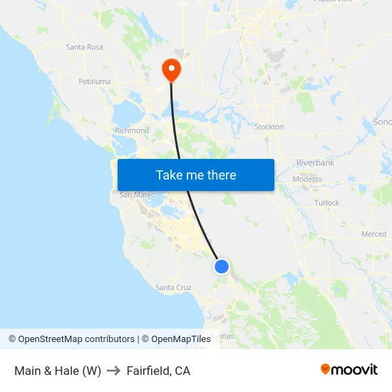 Main & Hale (W) to Fairfield, CA map