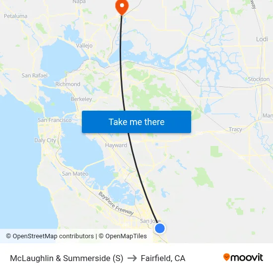 McLaughlin & Summerside (S) to Fairfield, CA map