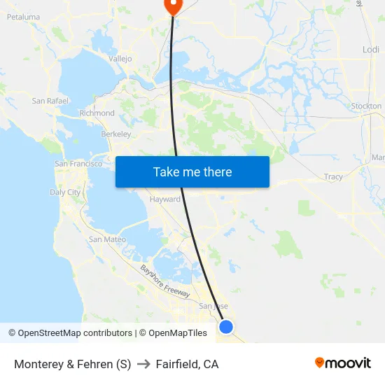 Monterey & Fehren (S) to Fairfield, CA map