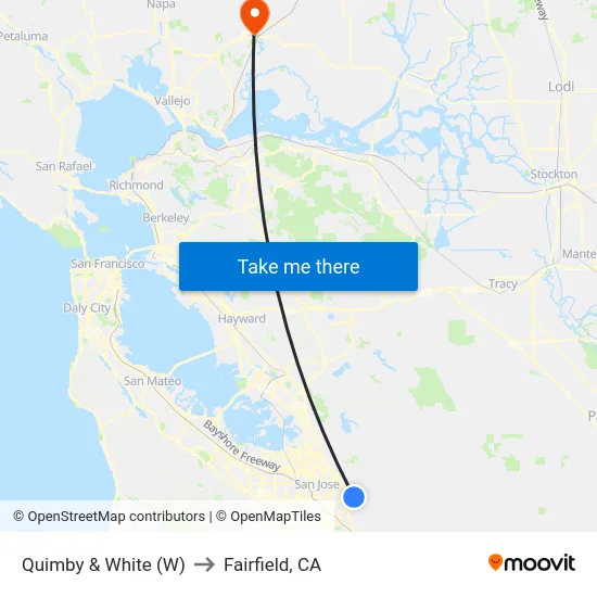 Quimby & White (W) to Fairfield, CA map
