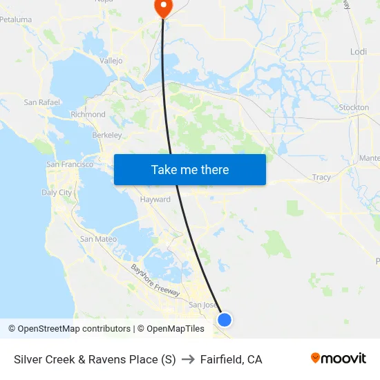Silver Creek & Ravens Place (S) to Fairfield, CA map