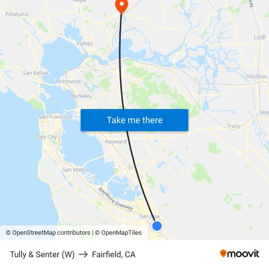 Tully & Senter (W) to Fairfield, CA map