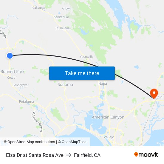 Elsa Dr at Santa Rosa Ave to Fairfield, CA map