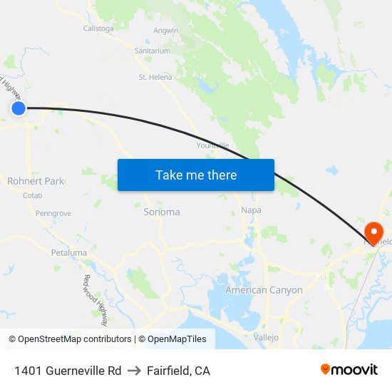 1401 Guerneville Rd to Fairfield, CA map