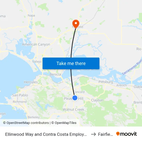 Ellinwood Way and Contra Costa Employment Human Services to Fairfield, CA map