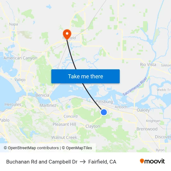 Buchanan Rd and Campbell Dr to Fairfield, CA map