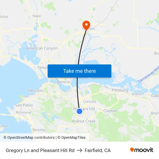 Gregory Ln and Pleasant Hill Rd to Fairfield, CA map