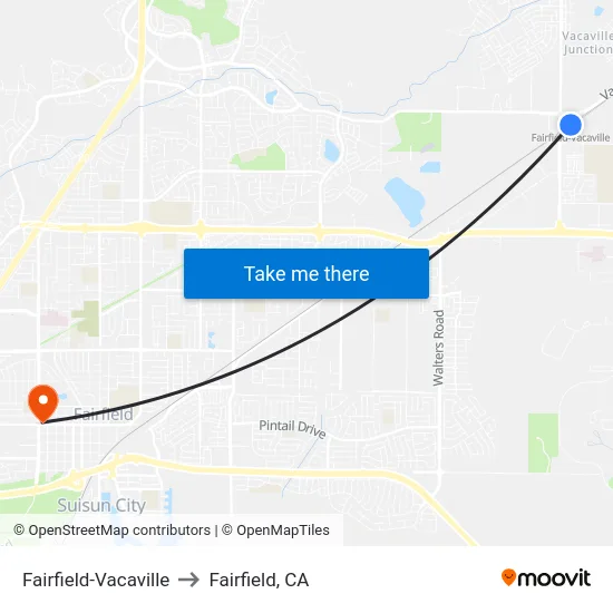 Fairfield-Vacaville to Fairfield, CA map