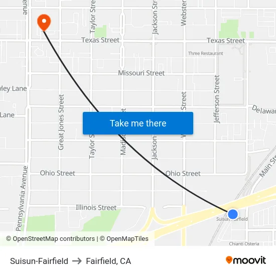 Suisun-Fairfield to Fairfield, CA map