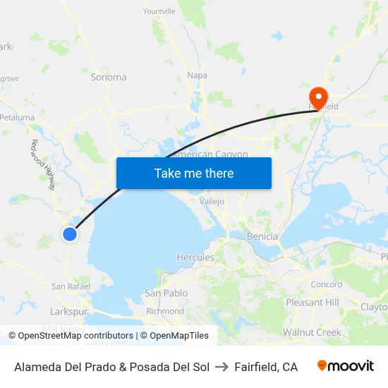 Alameda Del Prado & Posada Del Sol to Fairfield, CA map