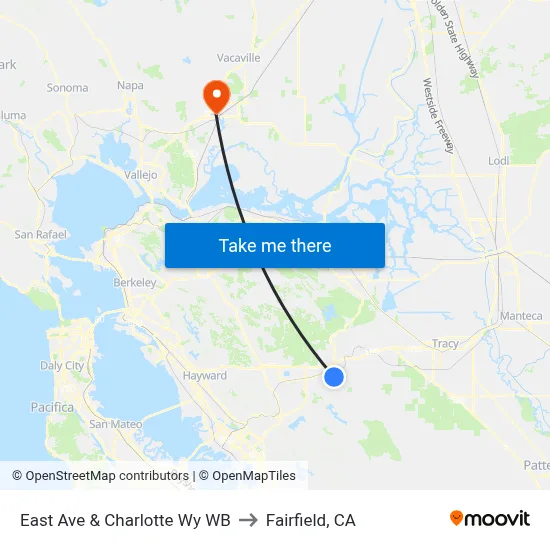 East Ave & Charlotte Wy WB to Fairfield, CA map