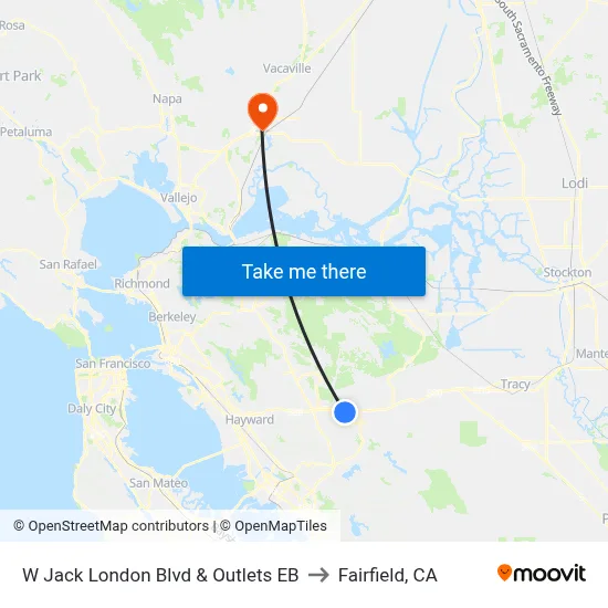 W Jack London Blvd & Outlets EB to Fairfield, CA map