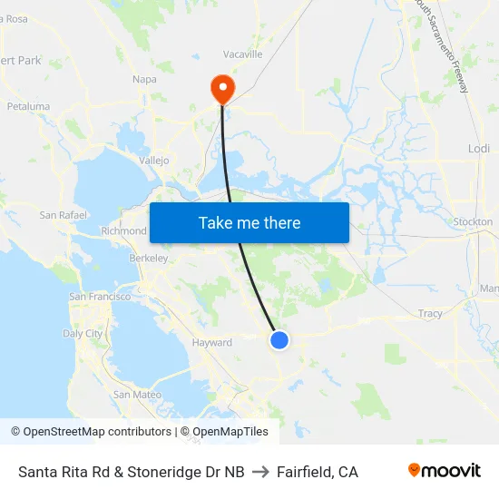 Santa Rita Rd & Stoneridge Dr NB to Fairfield, CA map