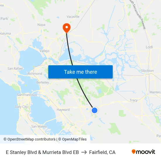 E Stanley Blvd & Murrieta Blvd EB to Fairfield, CA map