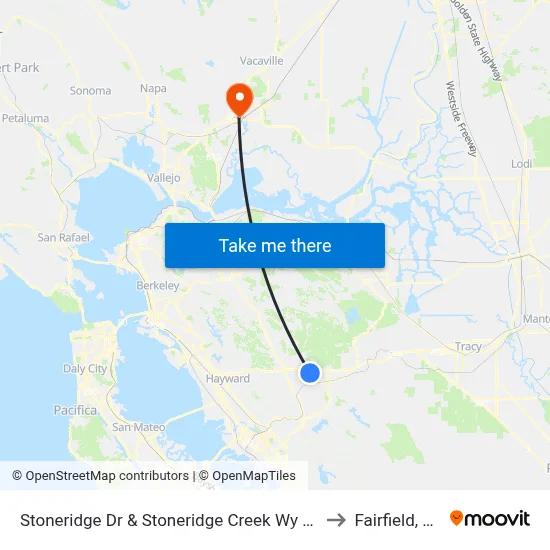 Stoneridge Dr & Stoneridge Creek Wy WB to Fairfield, CA map
